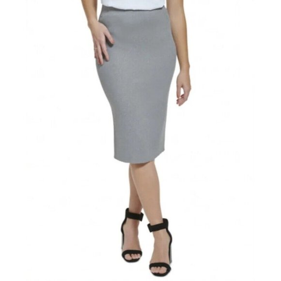 Calvin Klein Dresses & Skirts - Calvin Klein Women's Metallic Sweater Skirt In Heather Granite Size XL